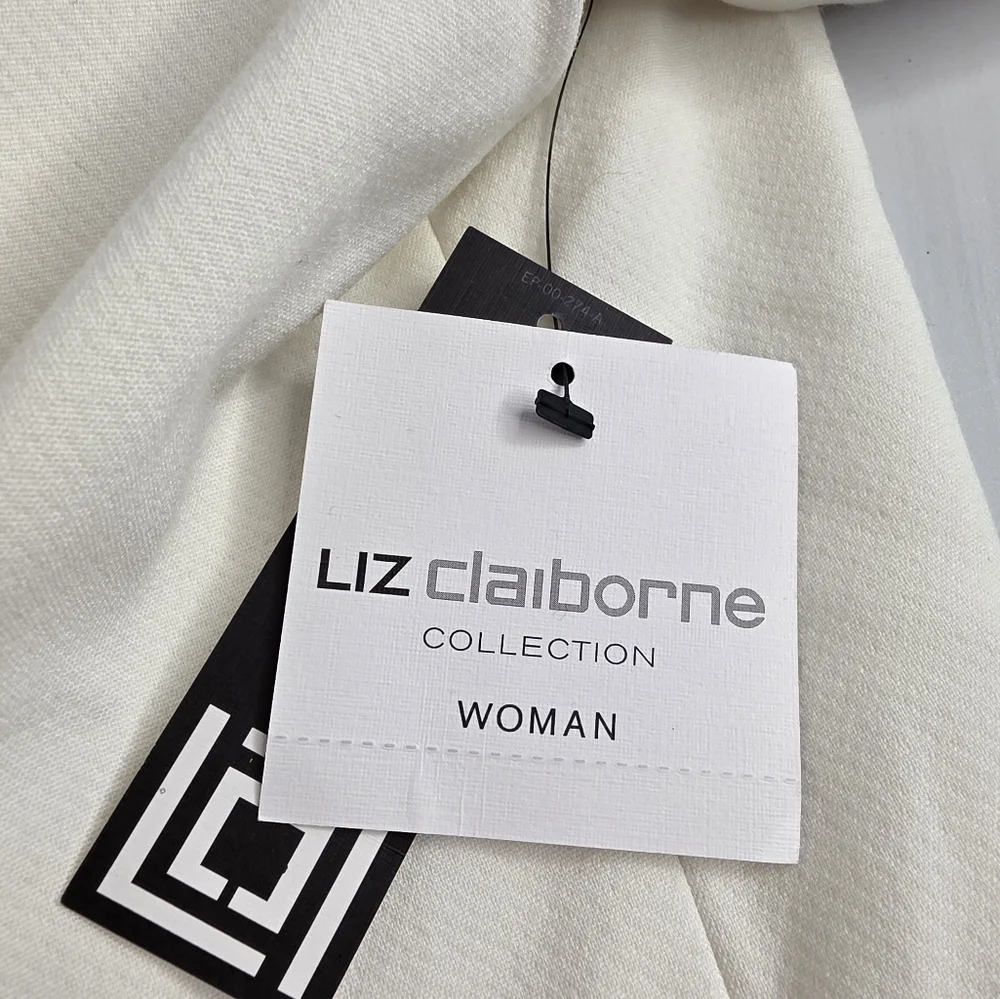 NWT Liz Claiborne 3X Cream Zippered Lined Long Blazer Jacket 3180-AV - Picture 5 of 13